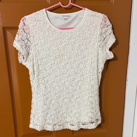 Calvin Klein Tops - Calvin Klein Women's Cream Textured Blouse